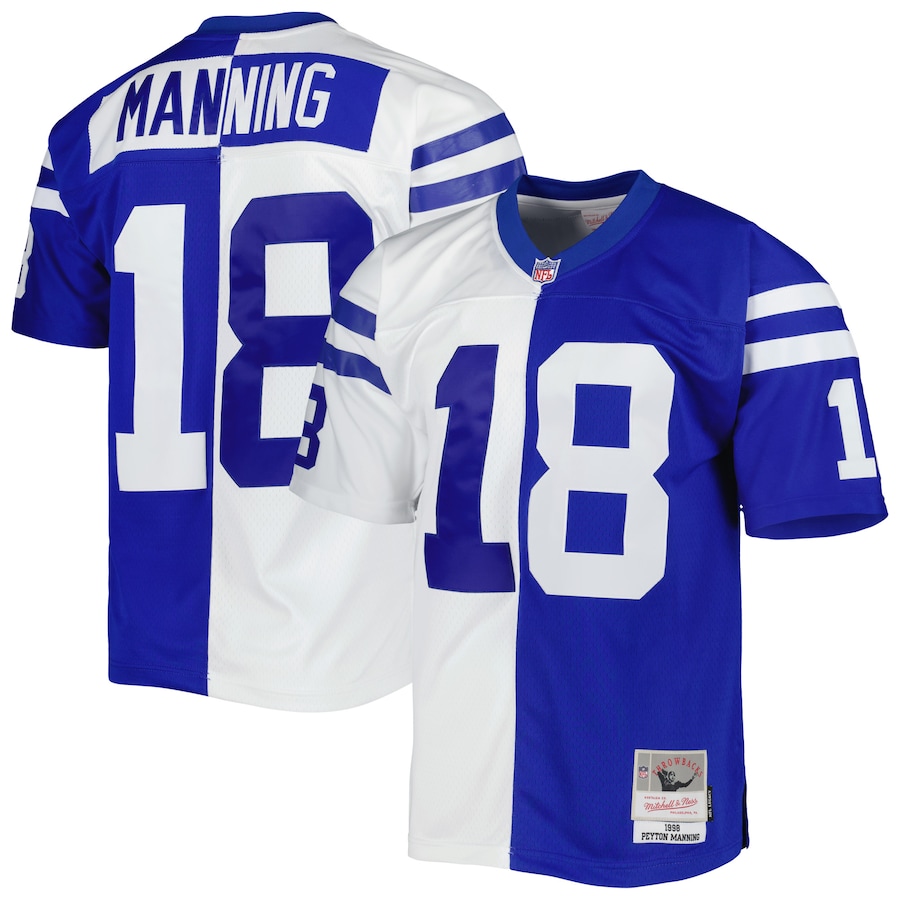 Mens Indianapolis Colts Peyton Manning Royal/White 1998 Split Legacy Replica Jersey