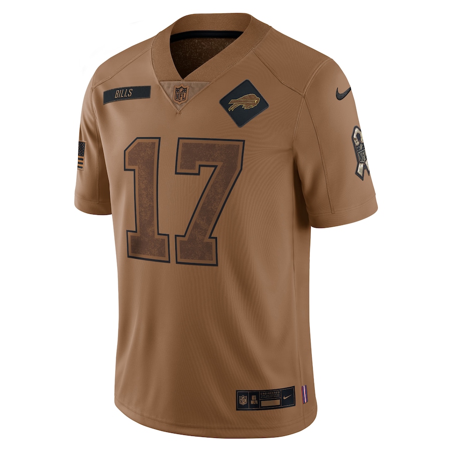 Mens Buffalo Bills Josh Allen Brown 2023 Salute To Service Limited Jersey