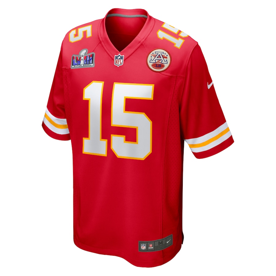 Mens Kansas City Chiefs Patrick Mahomes Red Super Bowl LVIII Game Jersey