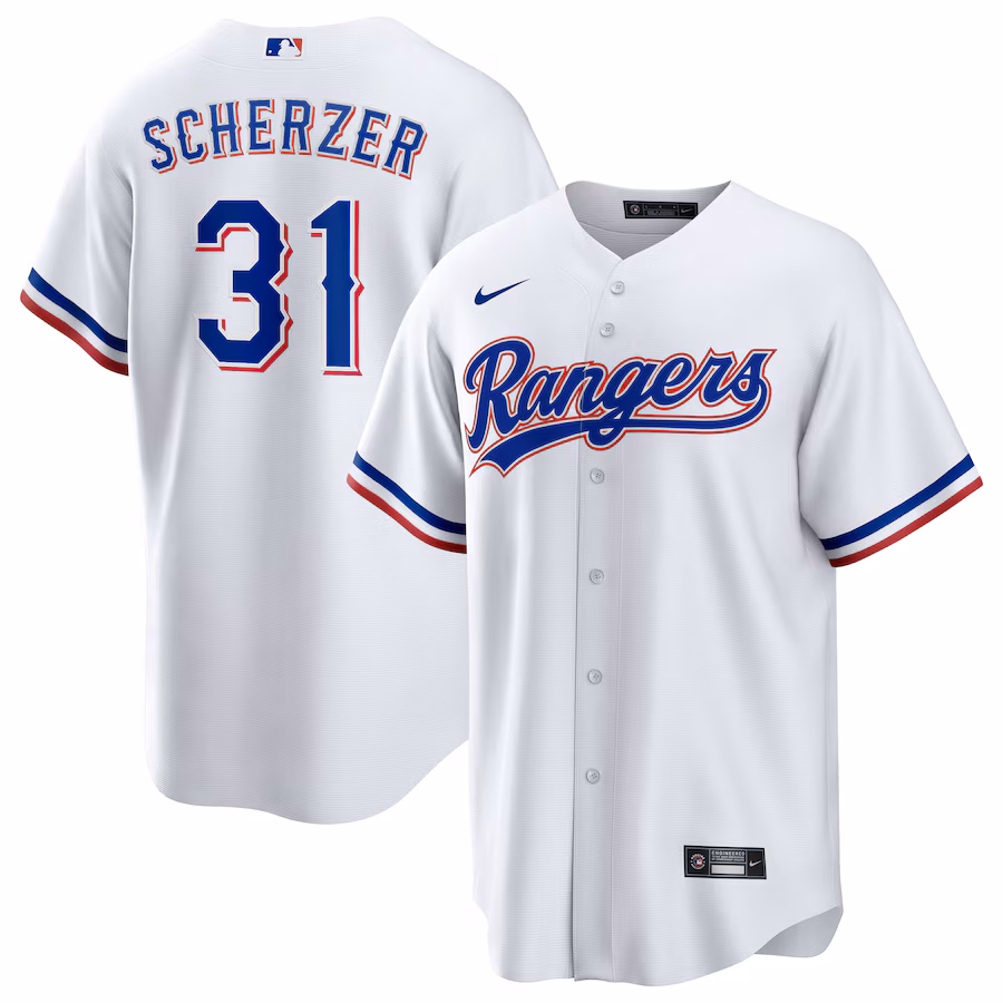 Youth Texas Rangers Max Scherzer Nike White Home Replica Player Jersey