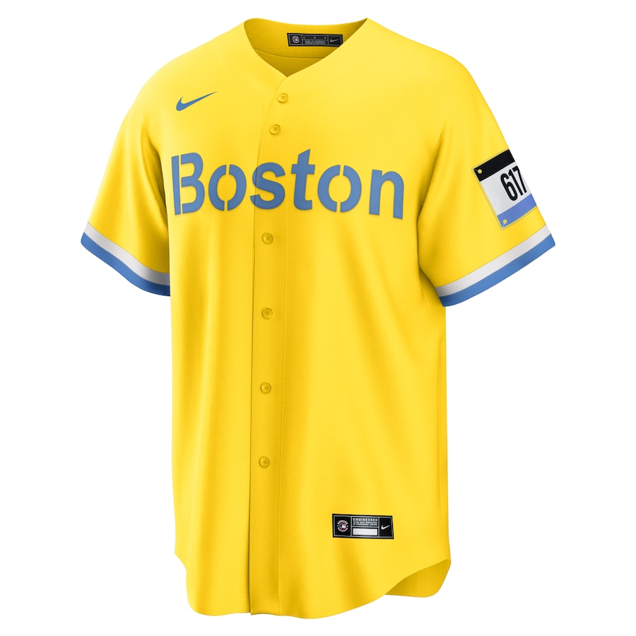 Men's Boston Red Sox Rafael Devers Gold/Light Blue City Connect Replica Player Jersey