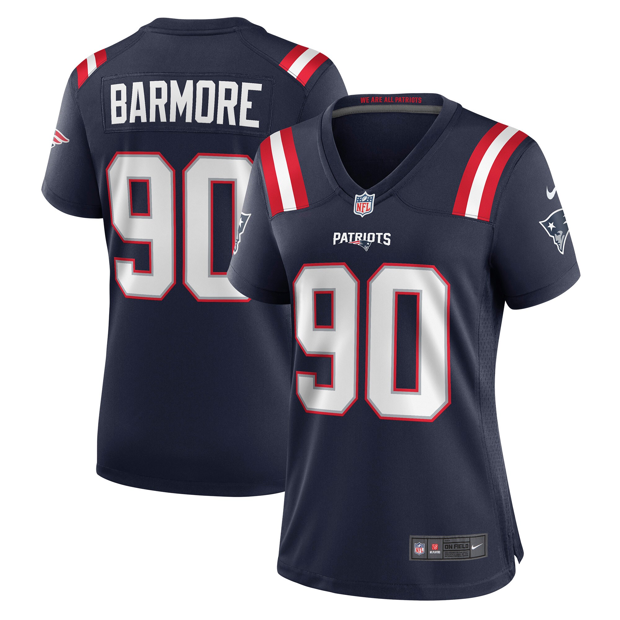 Christian Barmore New England Patriots Women's Player Game Jersey - Navy