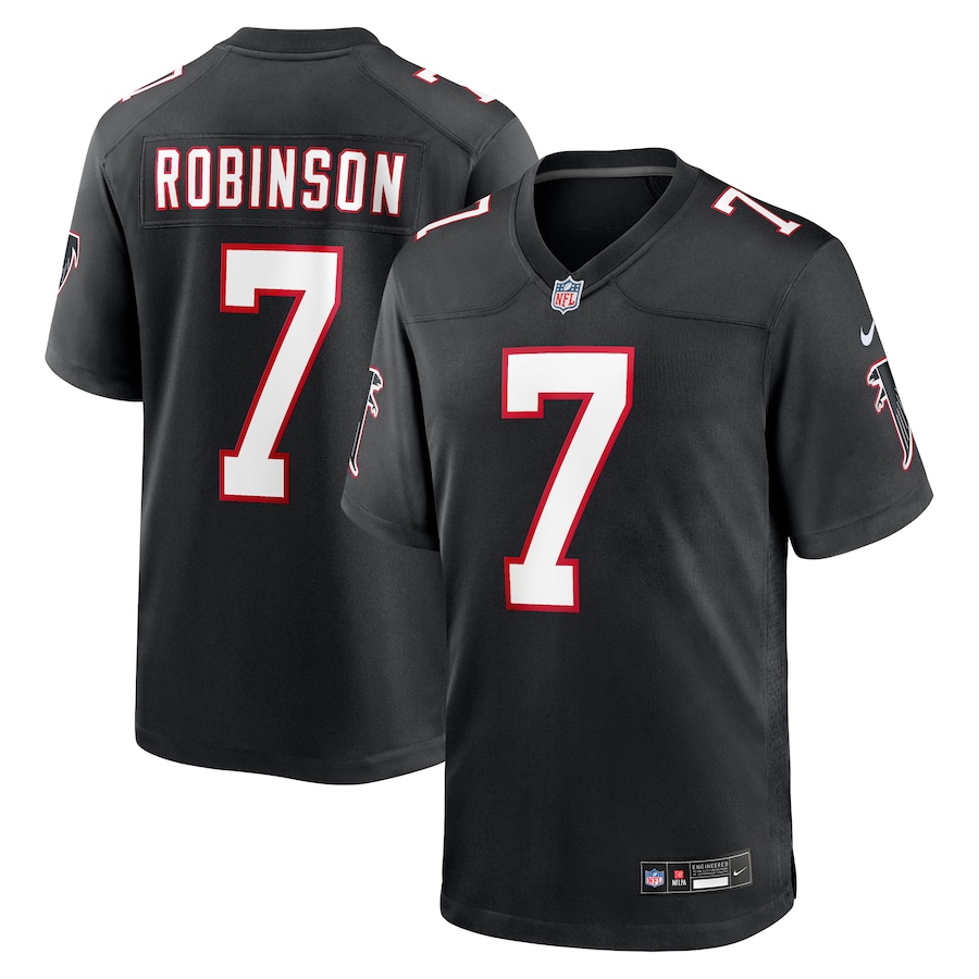 Mens Atlanta Falcons Bijan Robinson Black 2023 Draft First Round Pick Throwback Game Jersey