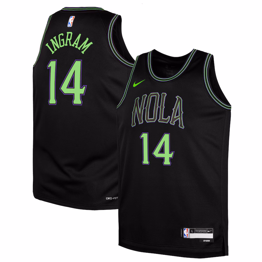 Youth New Orleans Pelicans Brandon Ingram Nike Black Swingman Replica Jersey - City Edition