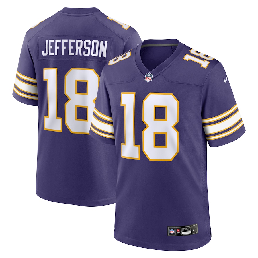 Mens Minnesota Vikings Justin Jefferson Purple Classic Player Game Jersey