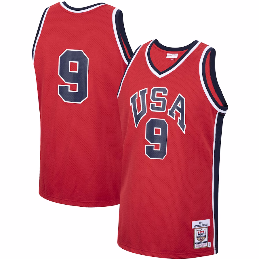 Men's USA Basketball Michael Jordan Mitchell & Ness Red Authentic 1984 Jersey