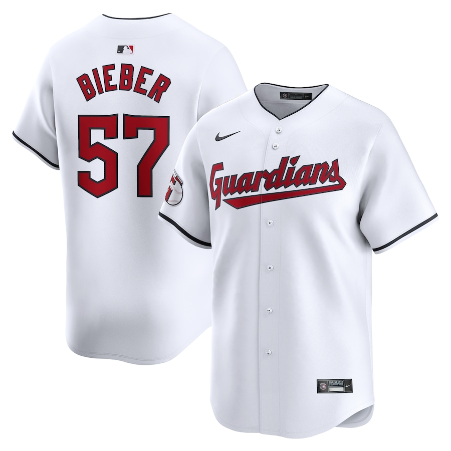Men's Cleveland Guardians Shane Bieber White Home Limited Player Jersey