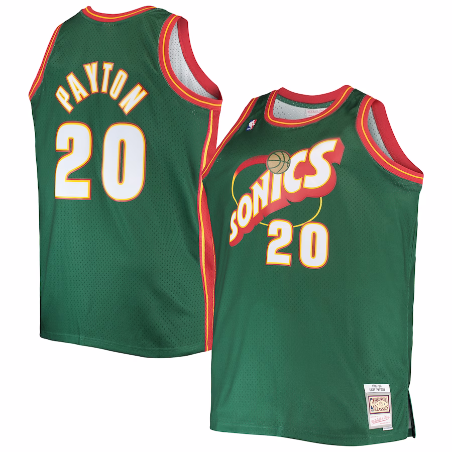 Men's Seattle SuperSonics Gary Payton Mitchell & Ness Green Big & Tall 1995/96 Hardwood Classics Swingman Jersey