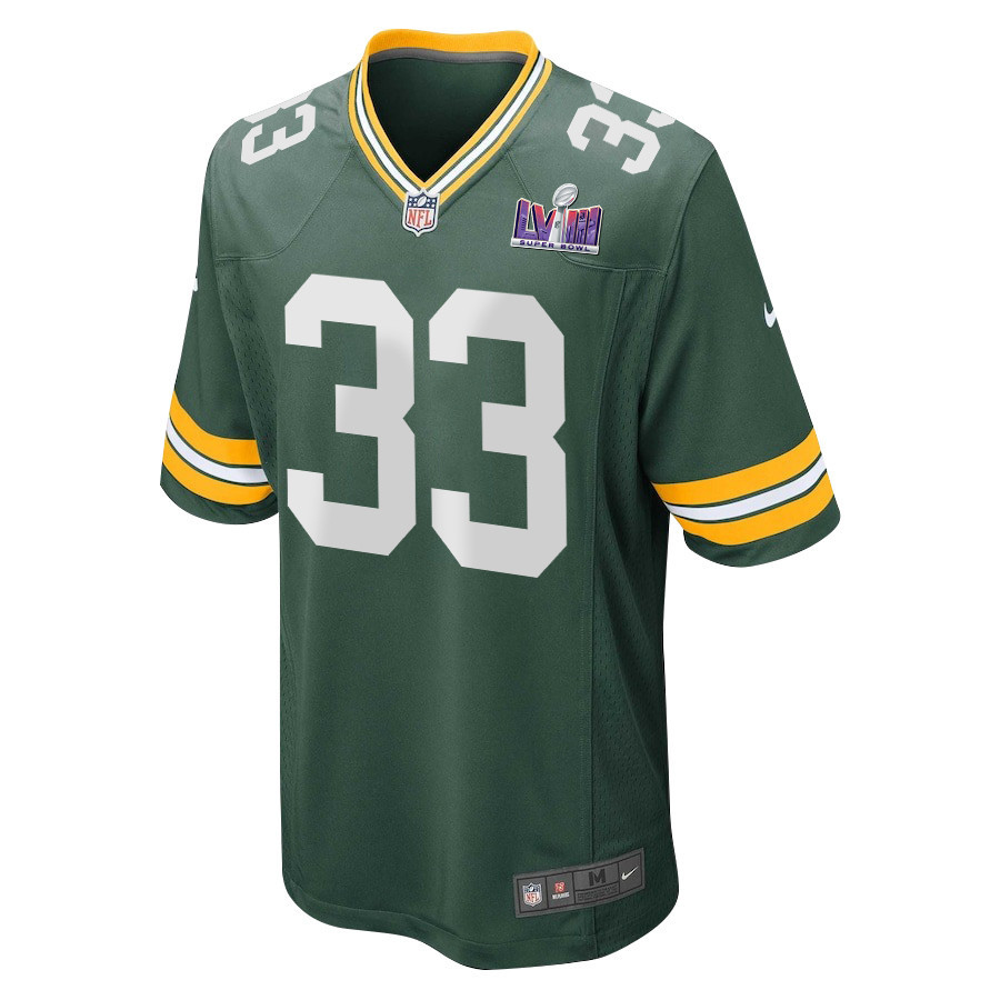 Aaron Jones 33 Signed Green Bay Packers Super Bowl LVIII Game Men Jersey - Green