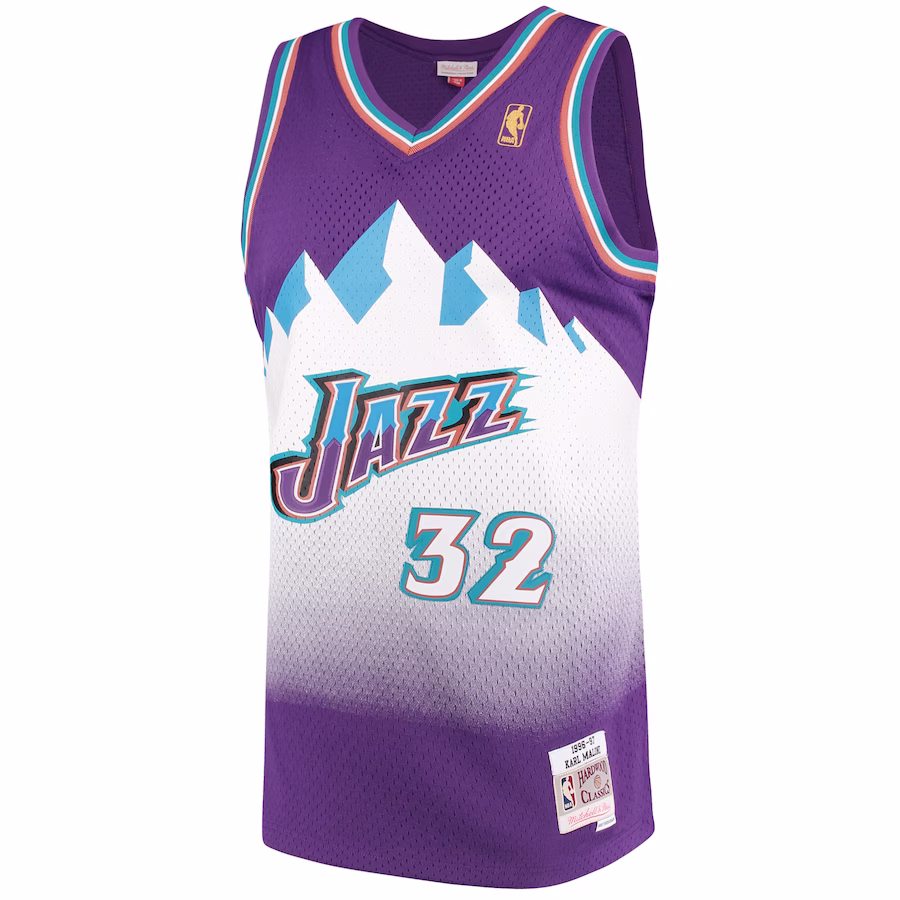 Men's Utah Jazz Karl Malone Mitchell & Ness Purple Hardwood Classics Swingman Jersey