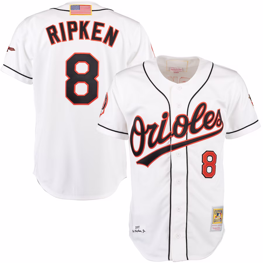 Youth Baltimore Orioles Cal Ripken Mitchell & Ness White Home Authentic Jersey
