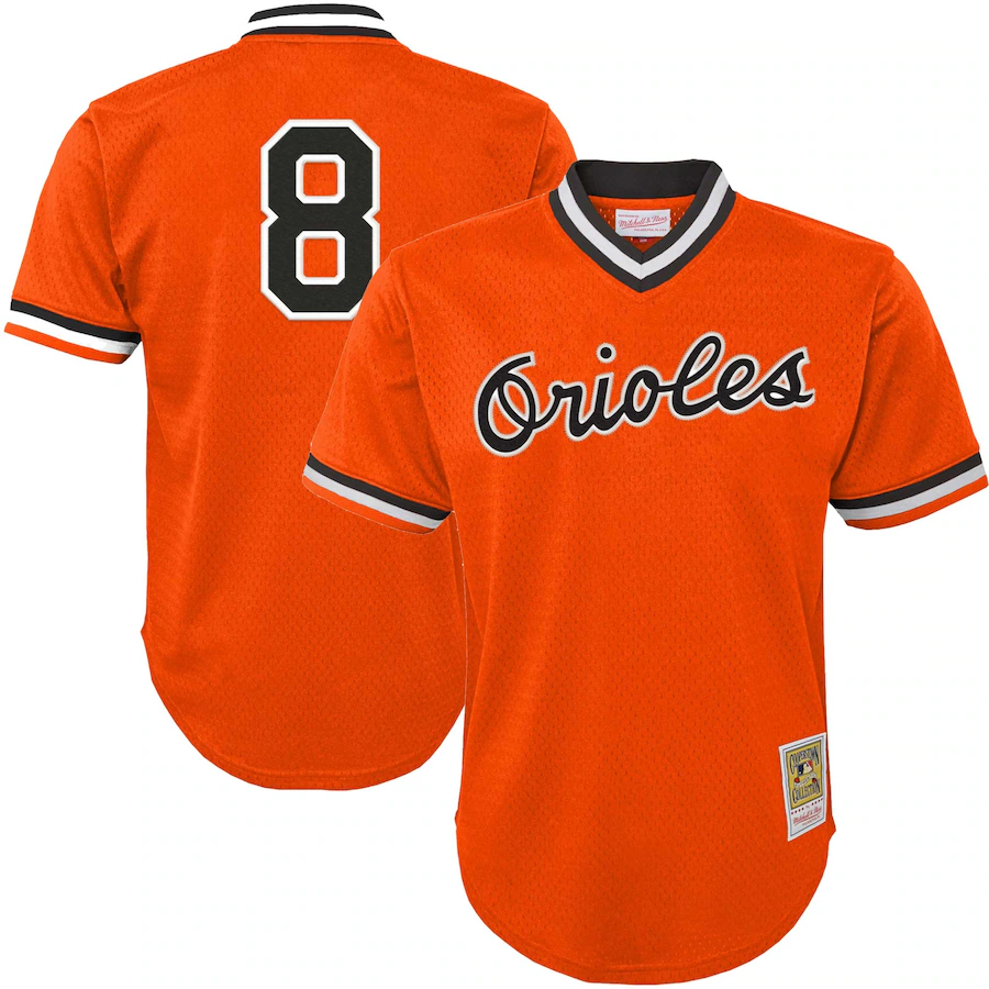 Men's Baltimore Orioles Cal Ripken Jr. Mitchell & Ness Orange Cooperstown Collection Mesh Batting Practice Jersey