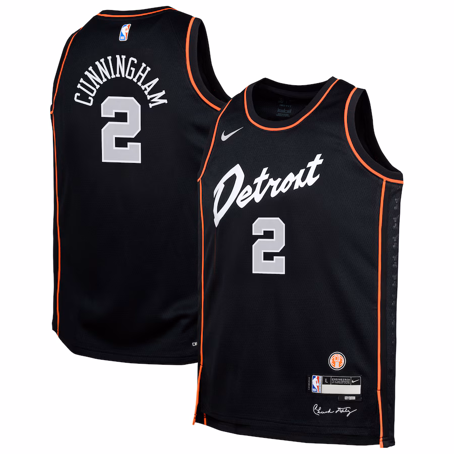 Youth Detroit Pistons Cade Cunningham Nike Black Swingman Replica Jersey - City Edition