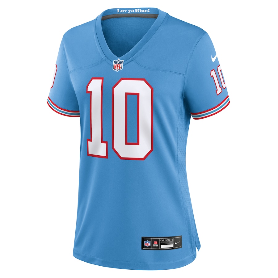 Womens Tennessee Titans DeAndre Hopkins Light Blue Oilers Throwback Player Game Jersey