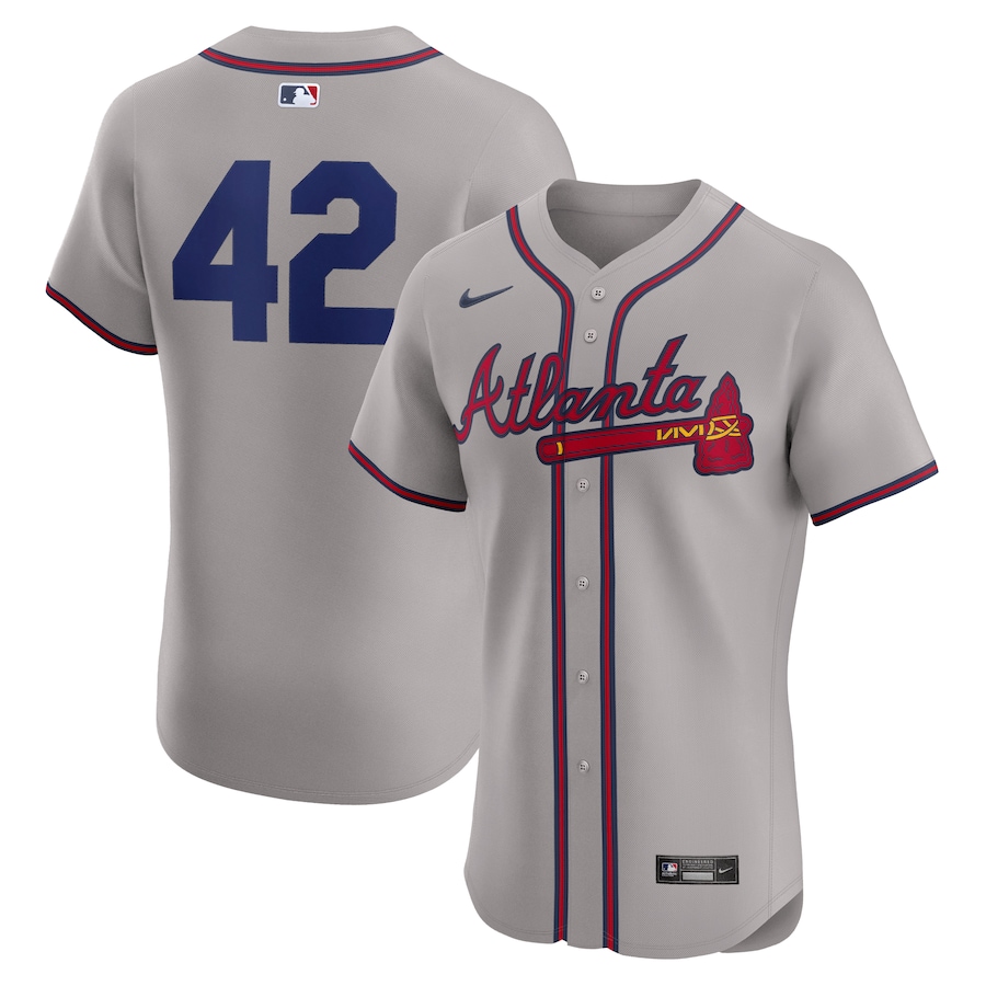 Women's Atlanta Braves Nike Gray 2024 Jackie Robinson Day Elite Jersey