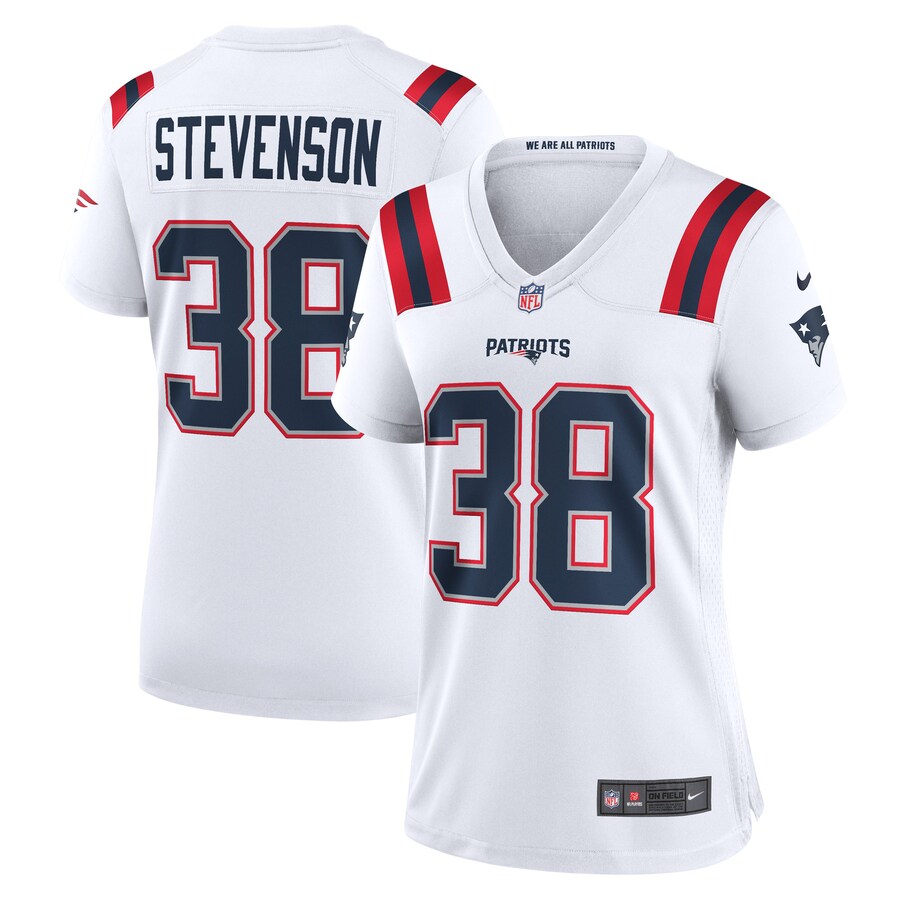 Womens New England Patriots Rhamondre Stevenson White Game Player Jersey