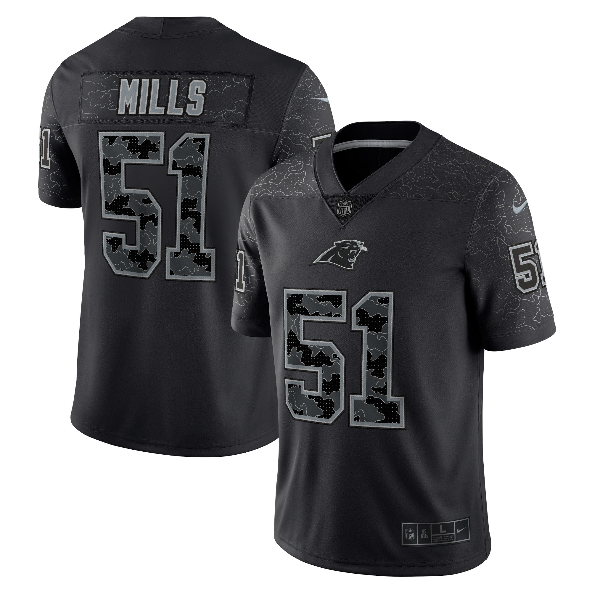 Sam Mills Carolina Panthers Retired Player RFLCTV Limited Jersey - Black