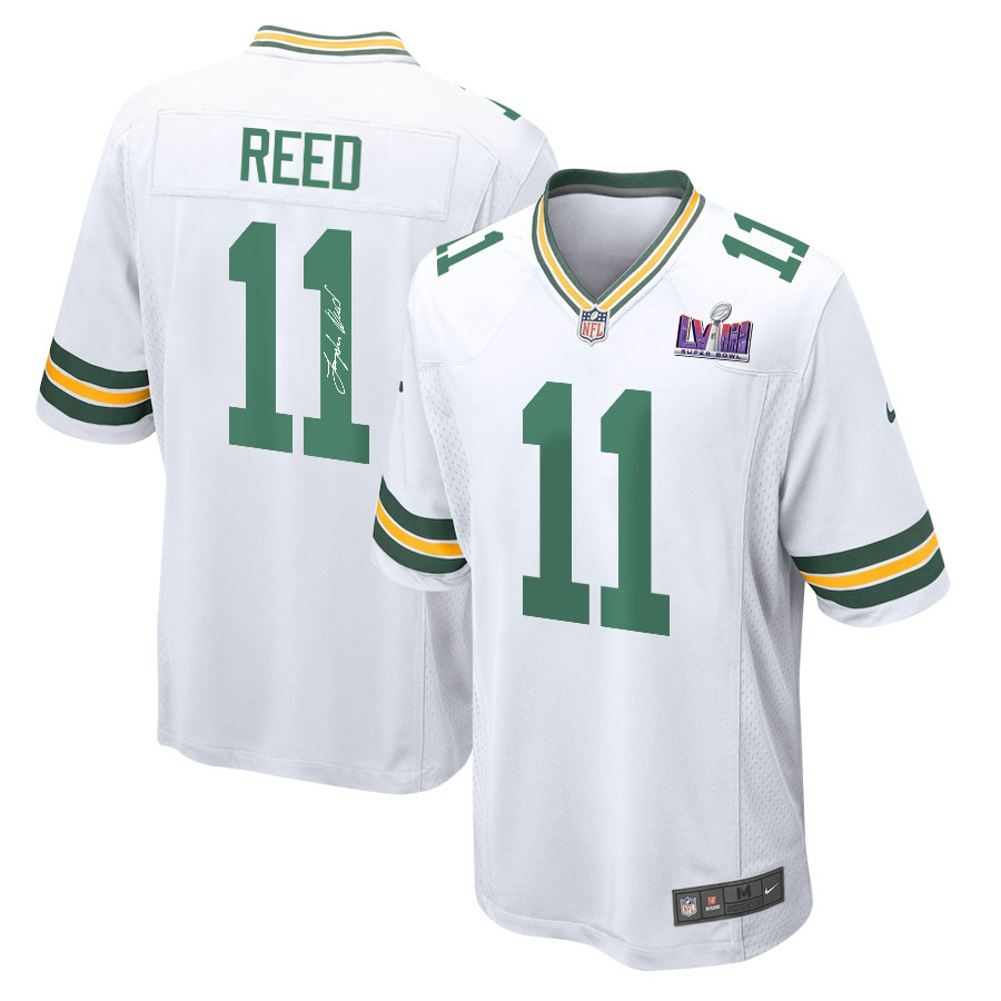 Jayden Reed 11 Signed Green Bay Packers Super Bowl LVIII Game Men Jersey - White