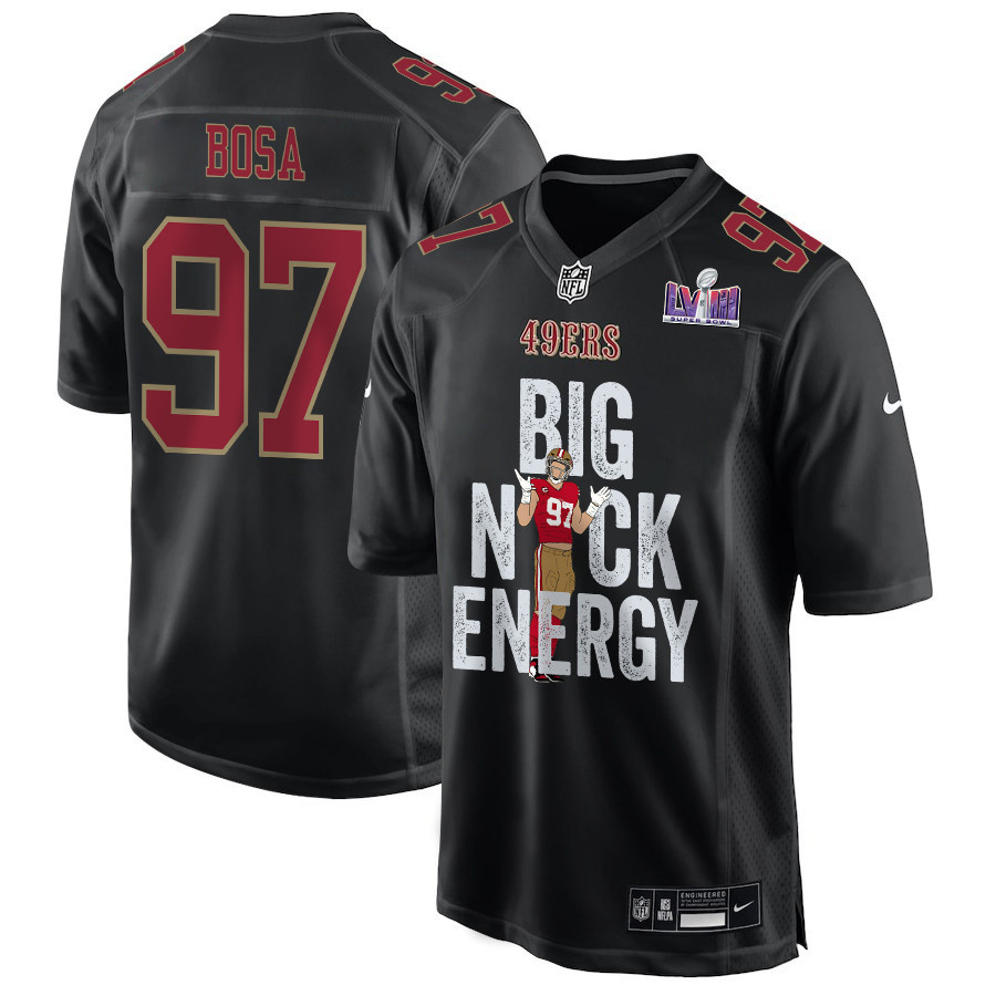Nick Bosa 97 San Francisco 49ers Big Nick Energy Signed Fashion Game Men Jersey - Carbon Black