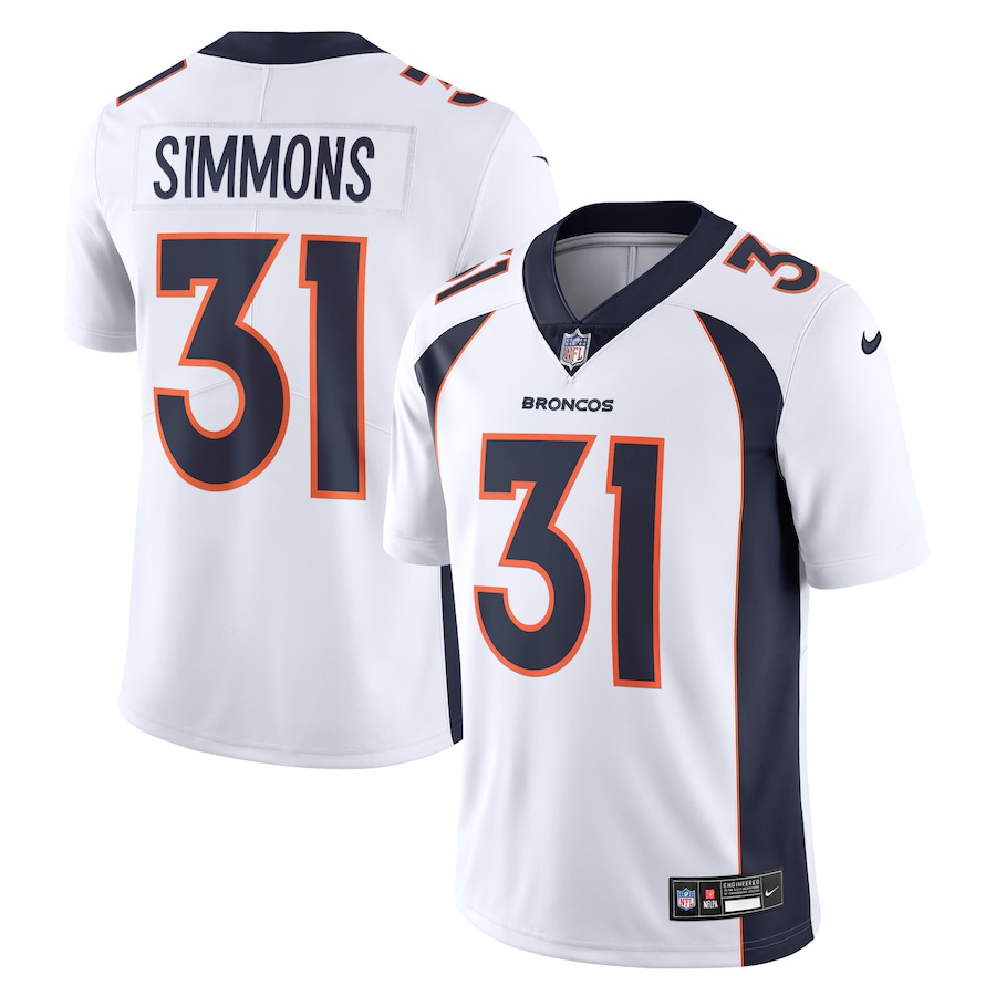 Mens Denver Broncos Justin Simmons White Vapor Untouchable Limited Jersey