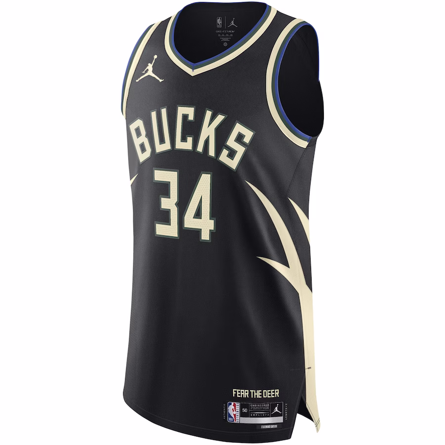 Men's Milwaukee Bucks Giannis Antetokounmpo Jordan Brand Black Authentic Player Jersey - Statement Edition