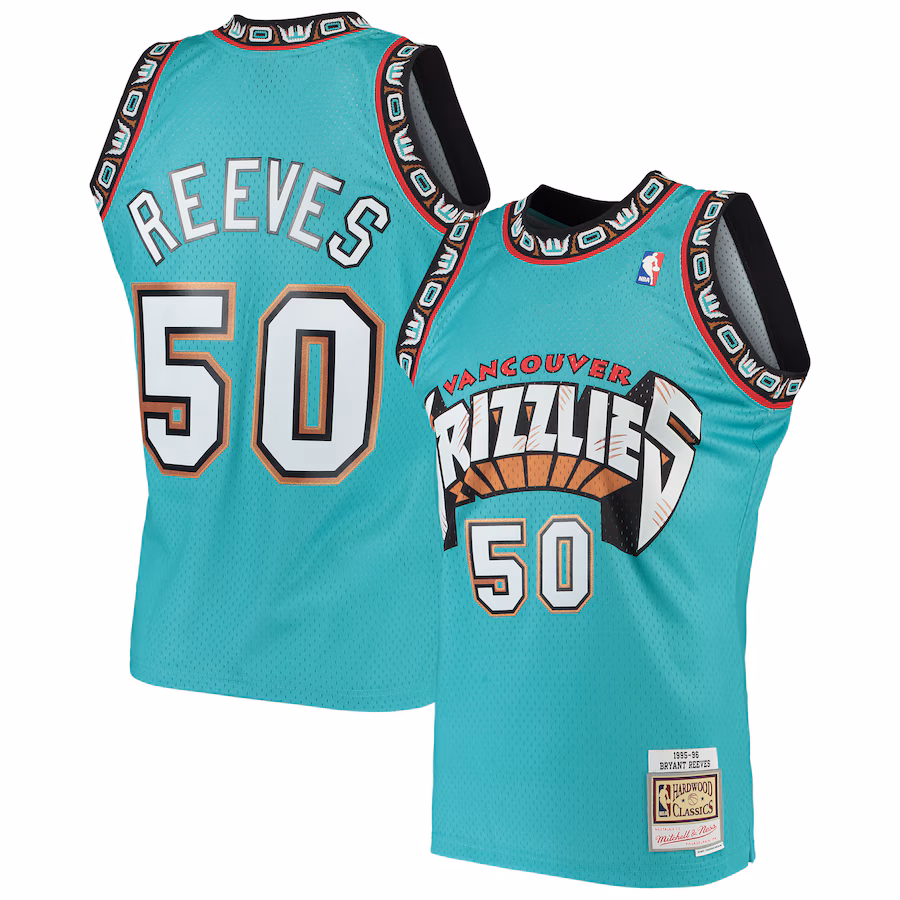 Men's Vancouver Grizzlies Bryant Reeves Mitchell & Ness Turquoise Hardwood Classics Swingman Jersey
