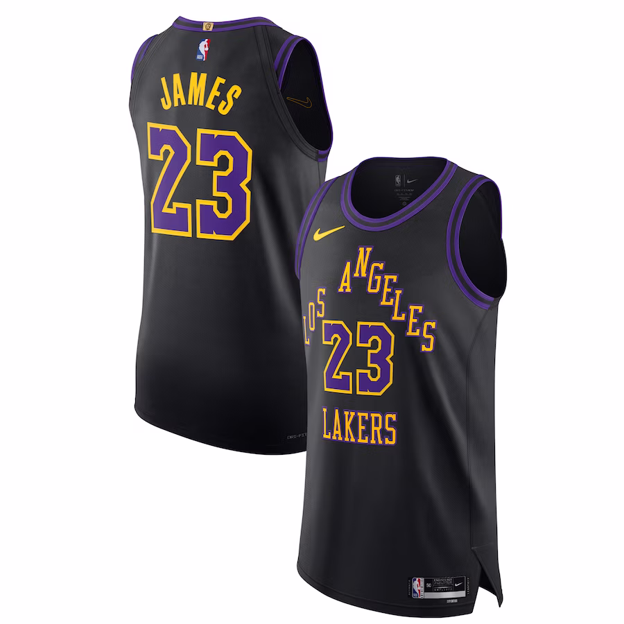 Men's Los Angeles Lakers LeBron James Nike Black Authentic Jersey - City Edition