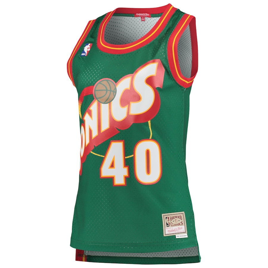 Women's Seattle SuperSonics Shawn Kemp Mitchell & Ness Green 1995-96 Hardwood Classics Swingman Jersey