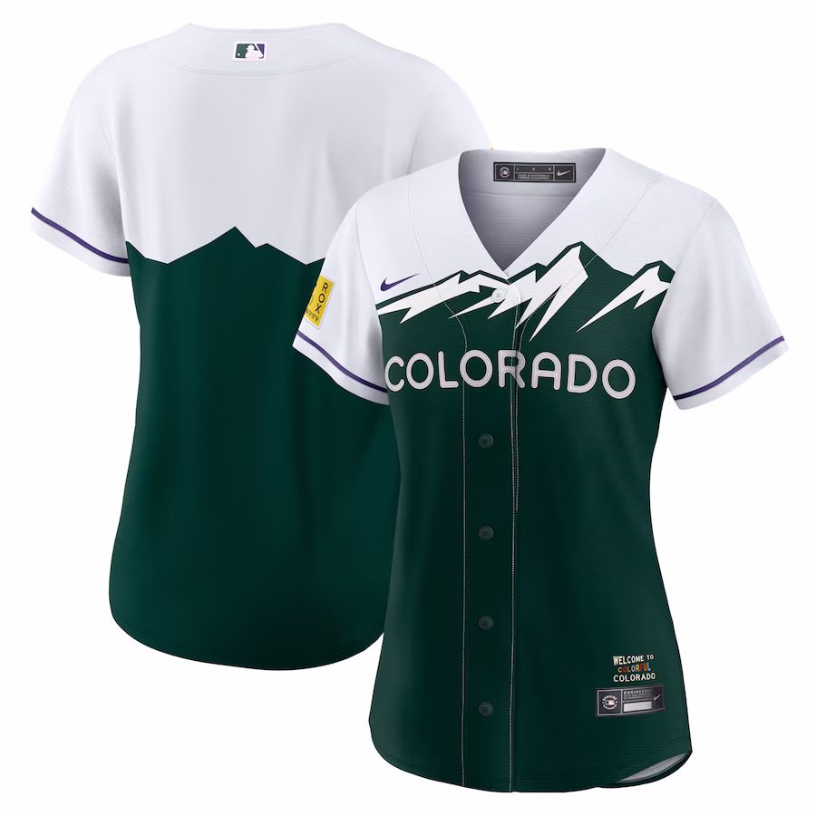 Youth Colorado Rockies Nike White/Forest Green City Connect Replica Team Jersey