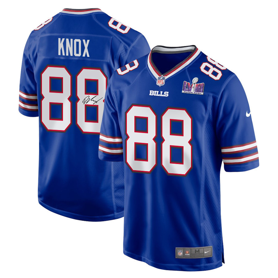 Dawson Knox 88 Signed Buffalo Bills Super Bowl LVIII Game Men Jersey - Royal