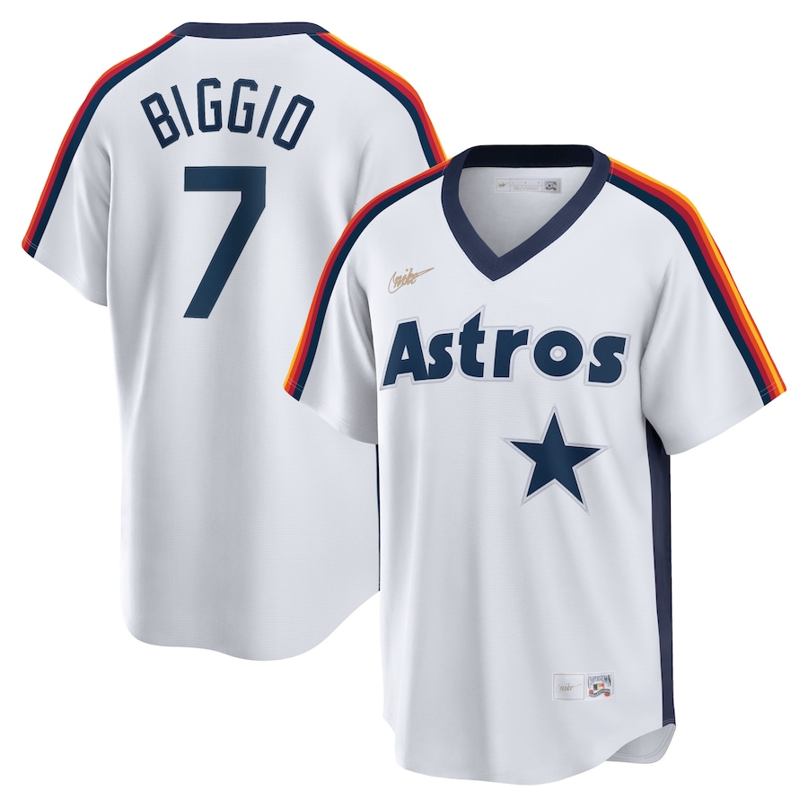 Men's Houston Astros Craig Biggio White Home Cooperstown Collection Logo Player Jersey