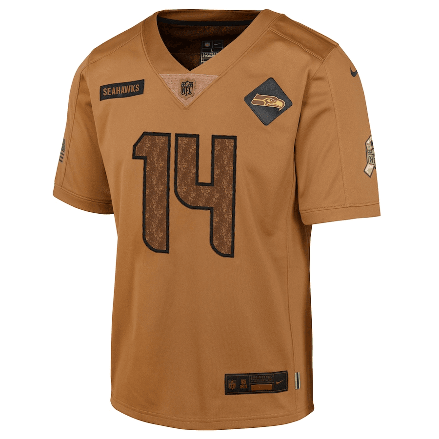 DK Metcalf 14 Seattle Seahawks 2023 Salute To Service Limited YOUTH Jersey - Brown