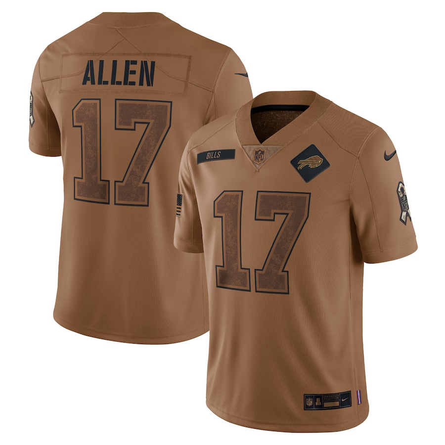 Mens Buffalo Bills Josh Allen Brown 2023 Salute To Service Limited Jersey