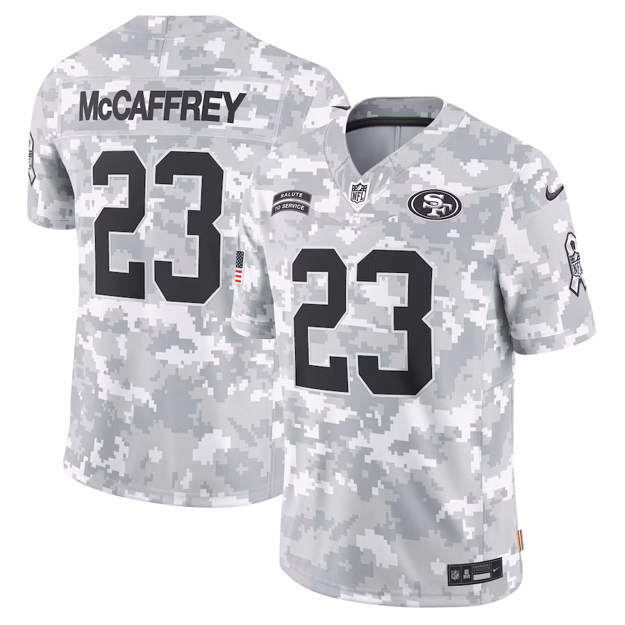 Christian McCaffrey San Francisco 49ers Nike 2024 Salute to Service Limited Jersey - Arctic Camo