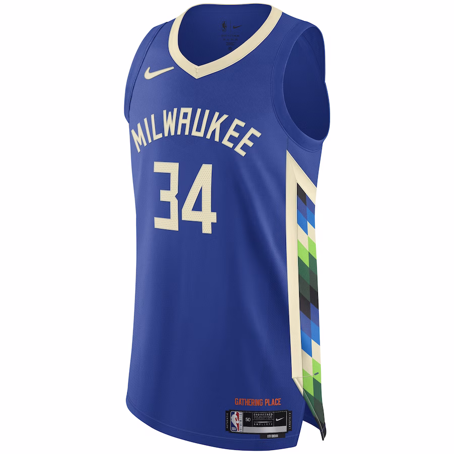 Men's Milwaukee Bucks Giannis Antetokounmpo Nike Royal 2022/23 Authentic Jersey - City Edition