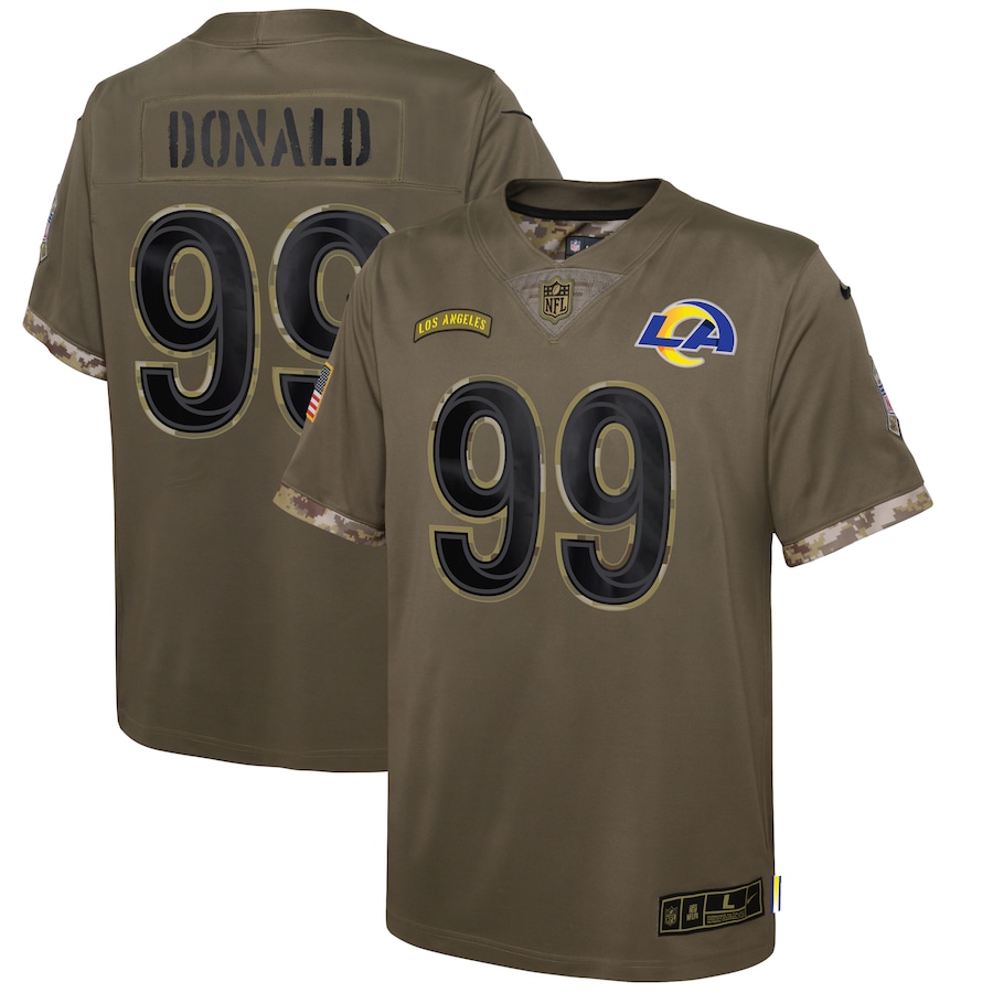 Youth Los Angeles Rams Aaron Donald Olive 2022 Salute To Service Player Limited Jersey