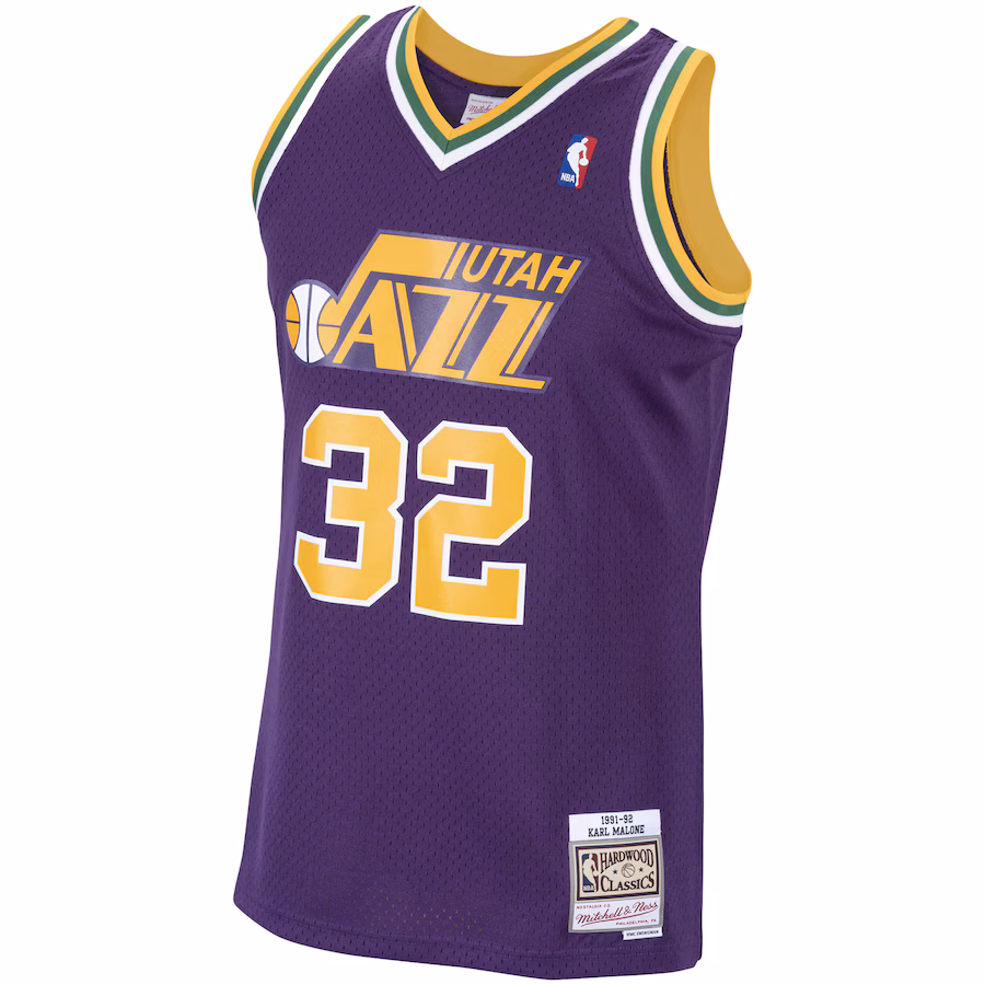 Men's Utah Jazz Karl Malone Mitchell & Ness Purple Hardwood Classics Swingman Jersey