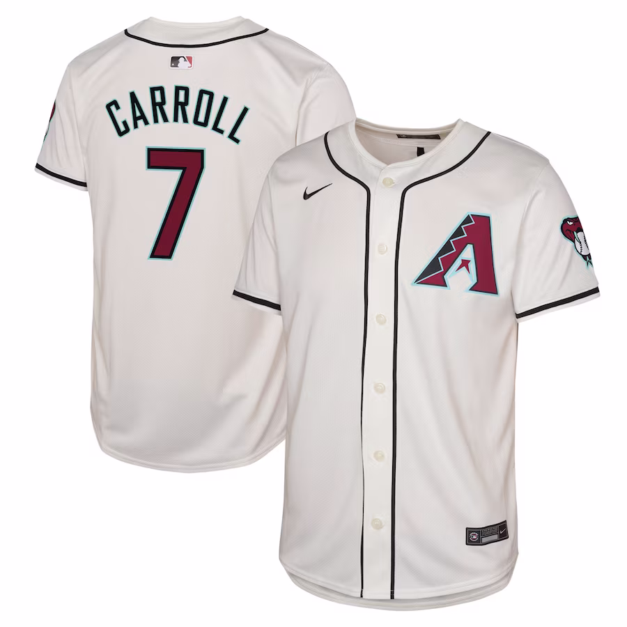 Youth Arizona Diamondbacks Corbin Carroll Nike White Home Limited Player Jersey
