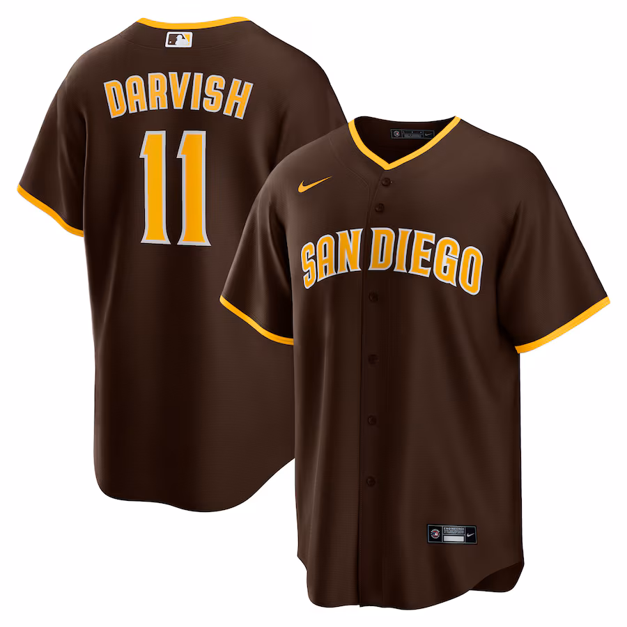 Youth San Diego Padres Yu Darvish Nike Brown Alternate Replica Player Jersey