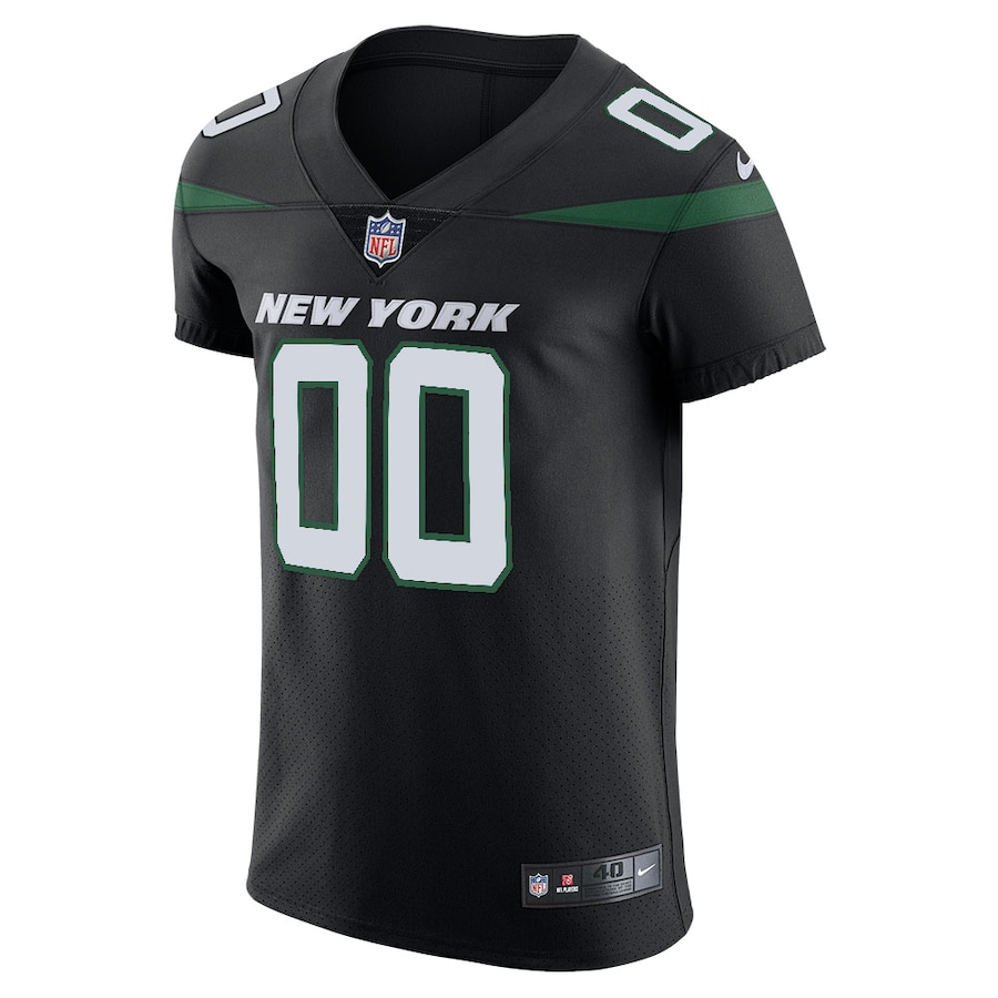Mens New York Jets Stealth Black Vapor Untouchable Elite Custom Jersey