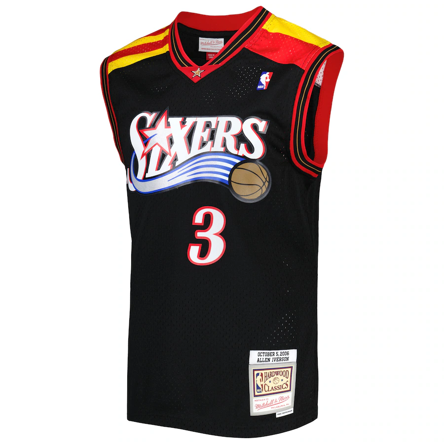 Men's Philadelphia 76ers Allen Iverson Mitchell & Ness Black Hardwood Classics 2006/07 Swingman Jersey