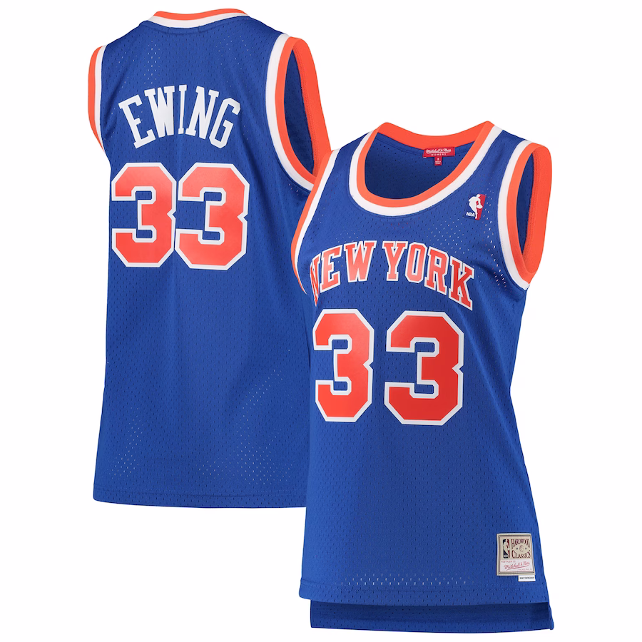 Women's New York Knicks Patrick Ewing Mitchell & Ness Blue 1991-92 Hardwood Classics Swingman Jersey