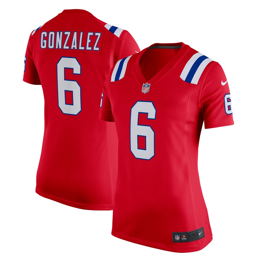 Womens New England Patriots Christian Gonzalez Red Alternate Team Game Jersey