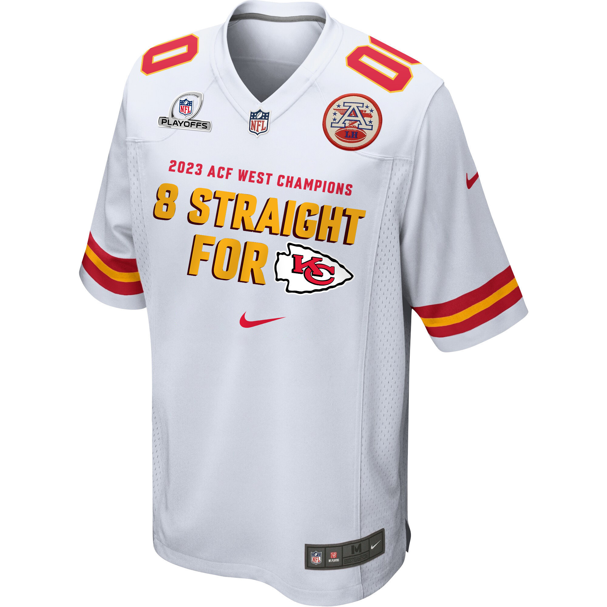 Kansas City Chiefs Eight-Time AFC West Division Champions 8 Straight For KC Game Men Custom Jersey - White