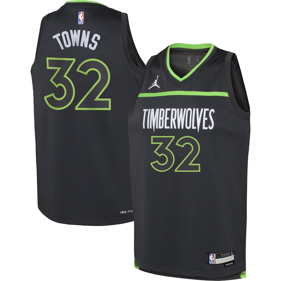 Youth Minnesota Timberwolves Karl-Anthony Towns Jordan Brand Black Jersey