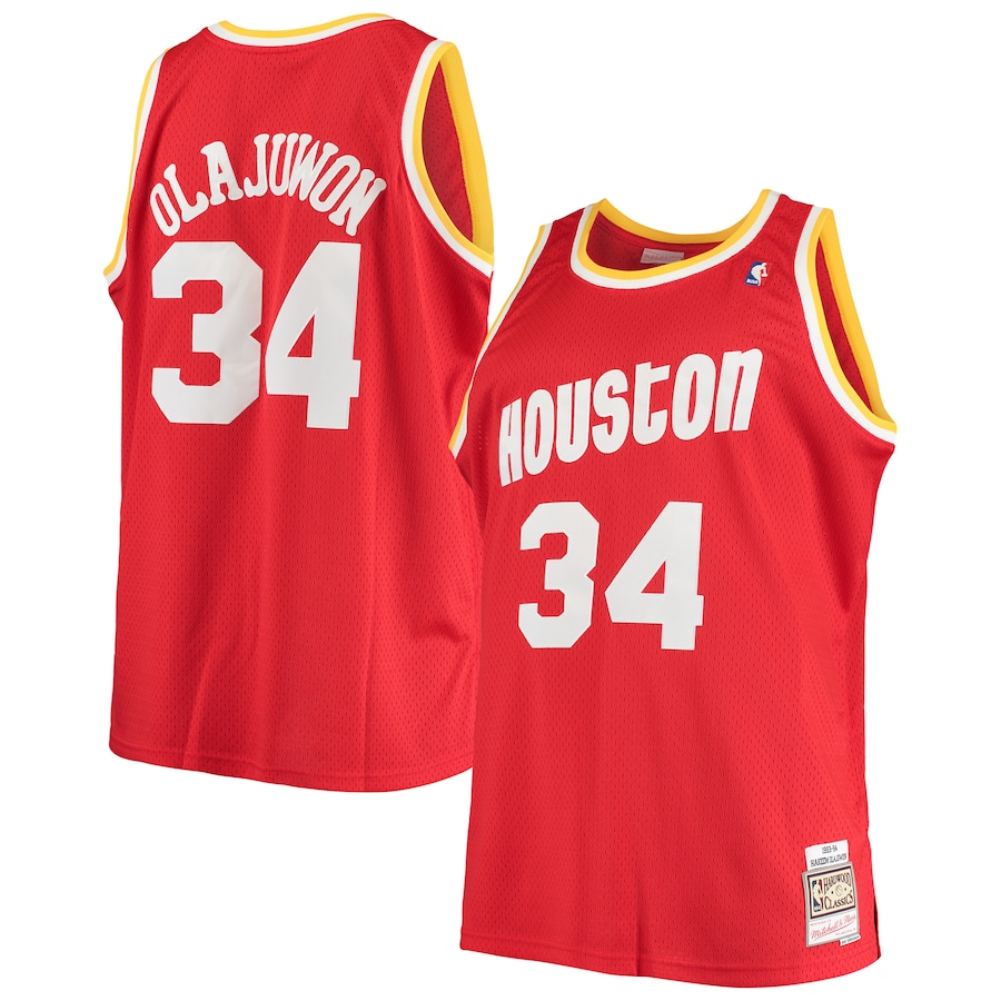 Men's Houston Rockets Hakeem Olajuwon Mitchell & Ness Red Big & Tall Hardwood Classics Jersey