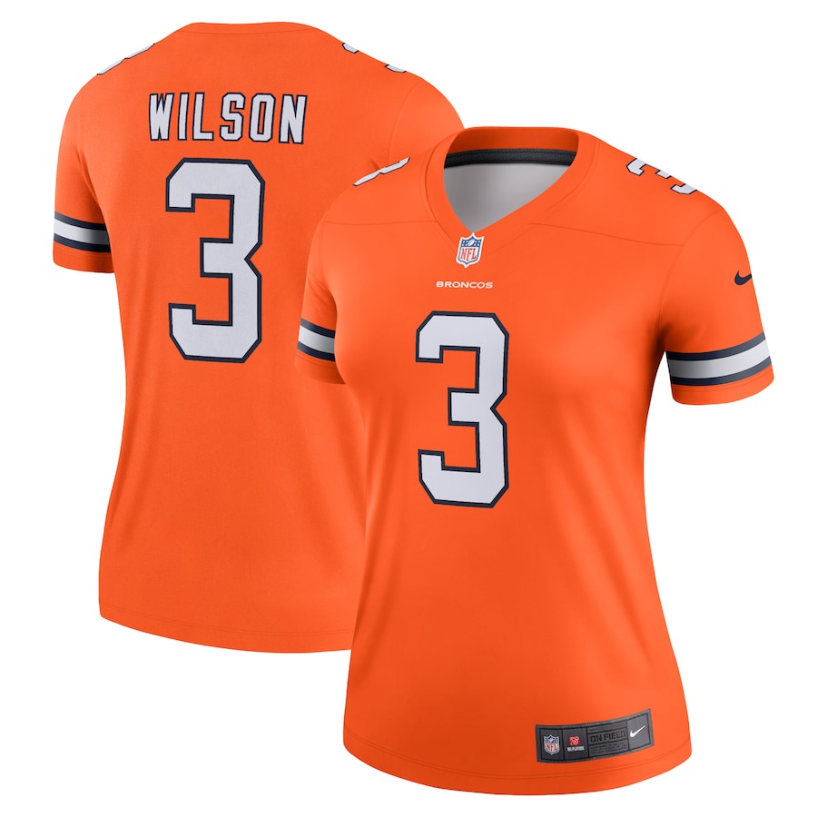 Womens Denver Broncos Russell Wilson Orange Team Alternate Legend Jersey