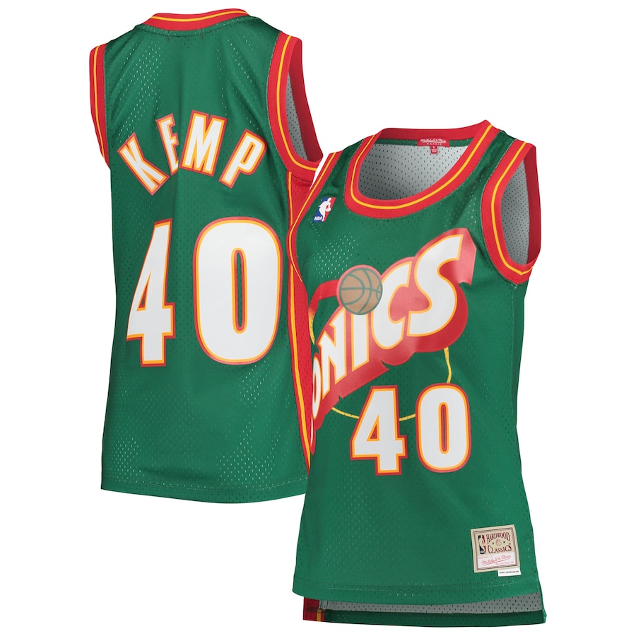 Women's Seattle SuperSonics Shawn Kemp Mitchell & Ness Green 1995-96 Hardwood Classics Swingman Jersey