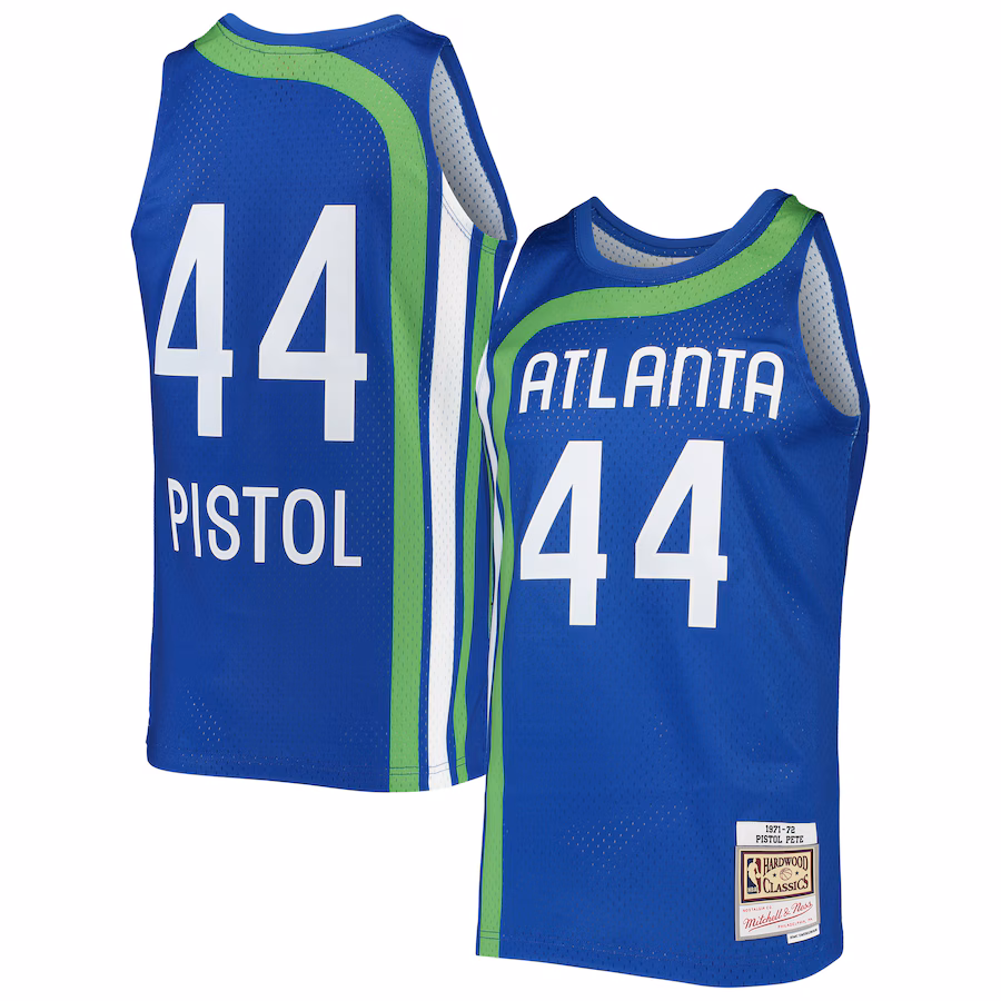 Men's Atlanta Hawks Pete Maravich Mitchell & Ness Blue Hardwood Classics Swingman Jersey