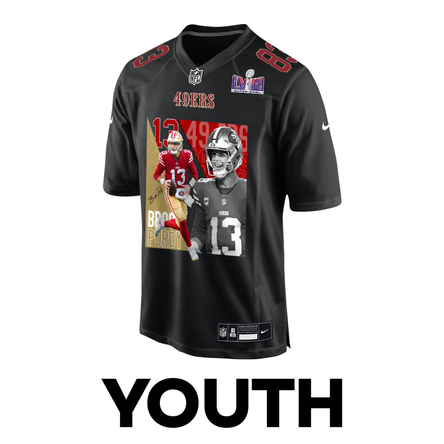 Brock Purdy 13 Signed San Francisco 49ers The Son of Steel Fashion Game YOUTH Jersey - Carbon Black